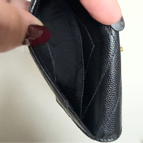 Saint Laurent CASSANDRE MATELASSÉ BLACK ENVELOPE WALLET GRAIN DE POUDRE LEATHER - Picture 8 of 12